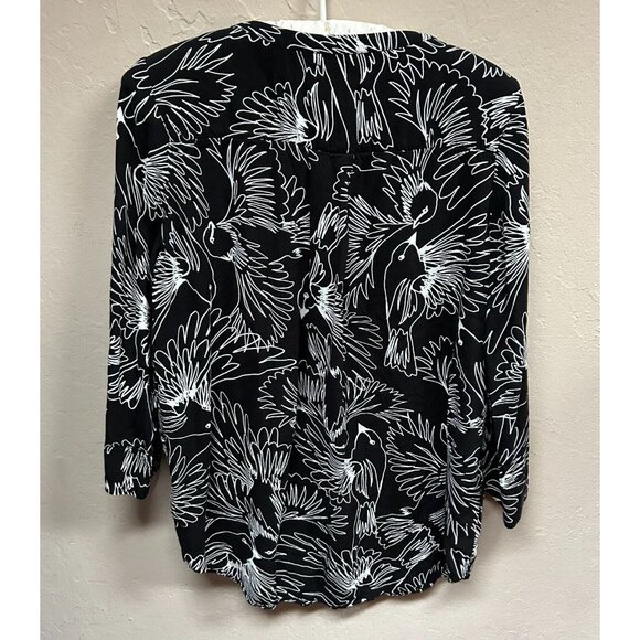 Anthropologie Maeve Womens 3/4 Sleeve Tunic Top Size 4 Black Pintuck Wildbird - Picture 2 of 9